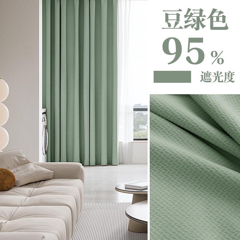 34n全遮光2024深灰色窗帘卧室阳台光强隔热防晒挡避光防飘窗遮