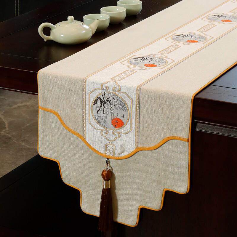 ri0t新中式电视柜禅意防水茶席轻奢茶几盖布茶桌布茶台桌旗长
