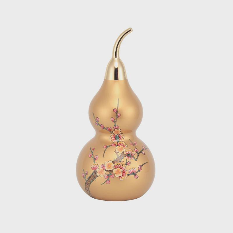 彩色手绘空心铜葫芦办公居家工艺品高档摆件黄铜葫芦开业乔迁送礼
