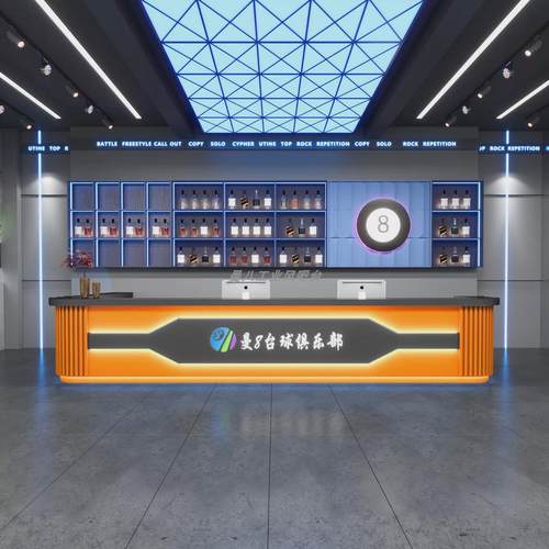 工业风台球厅棋牌前台接待台酒吧吧台电竞酒店网咖收银台转角定制