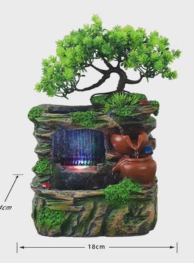 小型桌面景观加湿器仿真树流水喷泉办公室家居摆件厂家直销