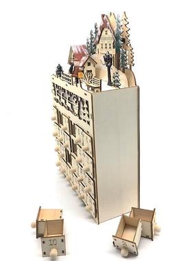 【现货定制】圣诞装饰礼品24天倒计时日历摆件木制led灯手工艺品