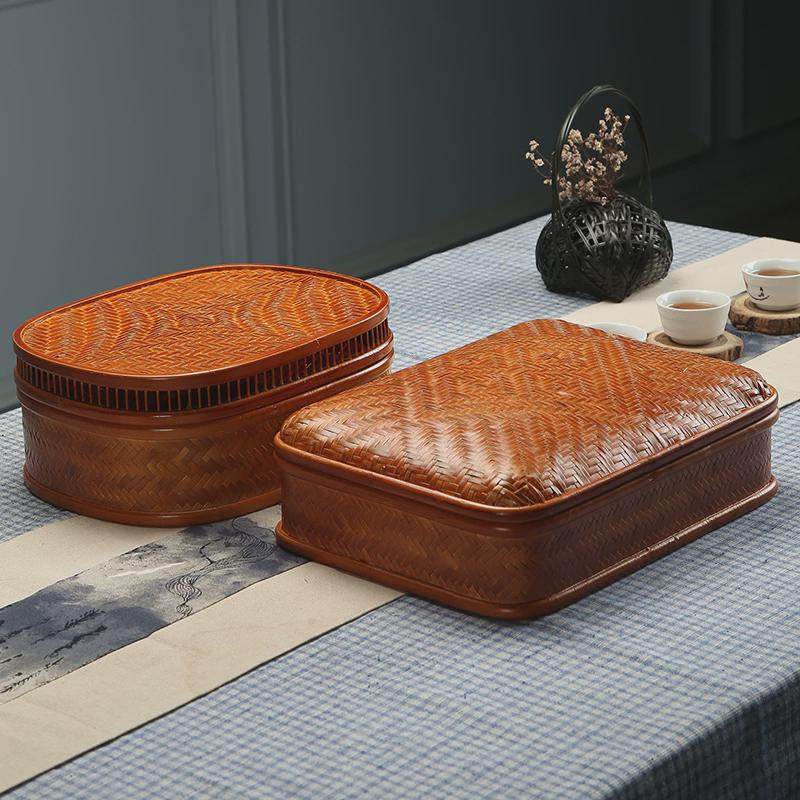 竹编日式大漆带盖整理盒茶具收纳盒漆器食盒收纳筐礼品包装盒,特色手工艺,竹编/竹雕,淘宝优惠券,粉丝福利购,淘宝优惠卷