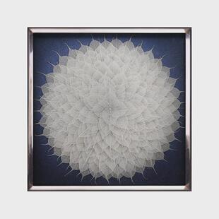 2U8K现代轻奢玄关餐厅画客厅沙发背景装 实物画 饰挂画菩提树叶中式