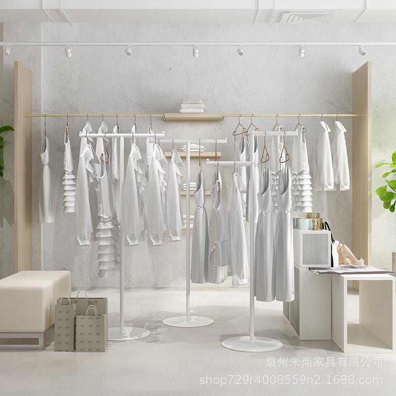 服装店正挂衣架落地式女装展示架陈列高低衣帽架金色童装店中岛架