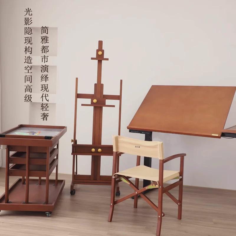 djar专业艺术家画架落地式生专用实木美术复古素描水彩油画架画板
