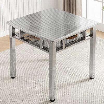 新款桌子方桌家用饭桌摆摊高端餐桌加厚实用八仙桌双层烤火不锈钢