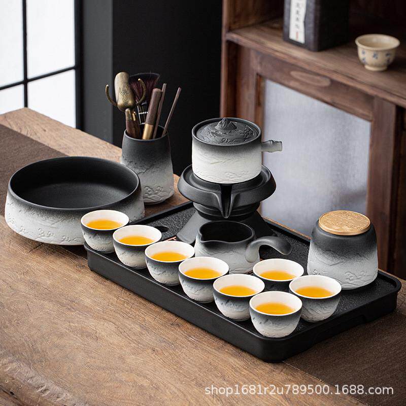 2024新款高档茶杯懒人自动茶具套装茶杯家用送礼泡茶器具轻奢茶盘