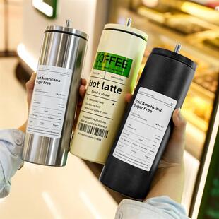 冰美式咖啡杯保温杯保冷不锈钢随行拿铁杯子新款带吸管高颜值水杯