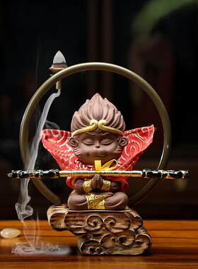 茶宠摆件斗战胜佛齐天大圣美猴王悟空金箍棒精品创意倒流香炉摆件
