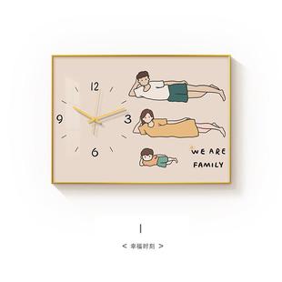 北欧卡通装饰画带时钟钟表挂画遮挡强弱电箱开关网络线盒电表箱画
