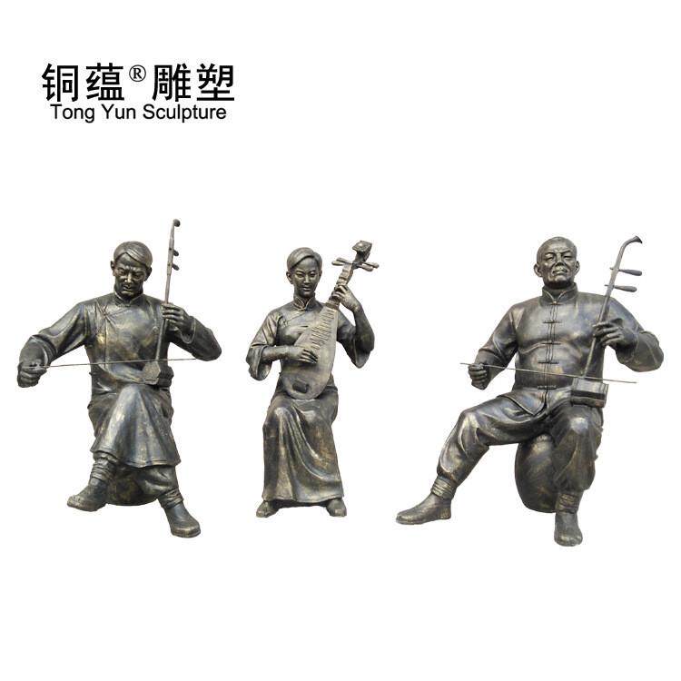 二胡铜音乐人雕塑弹琵琶拉仿雕塑民间民俗摆件玻璃钢民俗人物雕塑