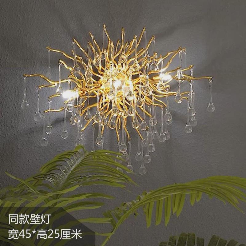 餐厅灯法式轻奢新款主灯水晶灯水滴别墅客厅餐厅奢华树枝水晶吊灯