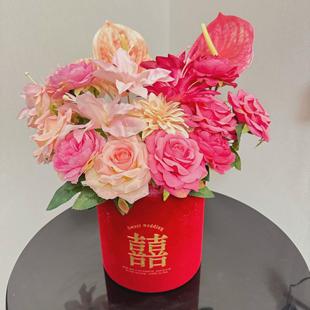 饰婚庆用品大全 懿生婚房布置卧室立体喜摆件新房客厅仿真花婚礼装