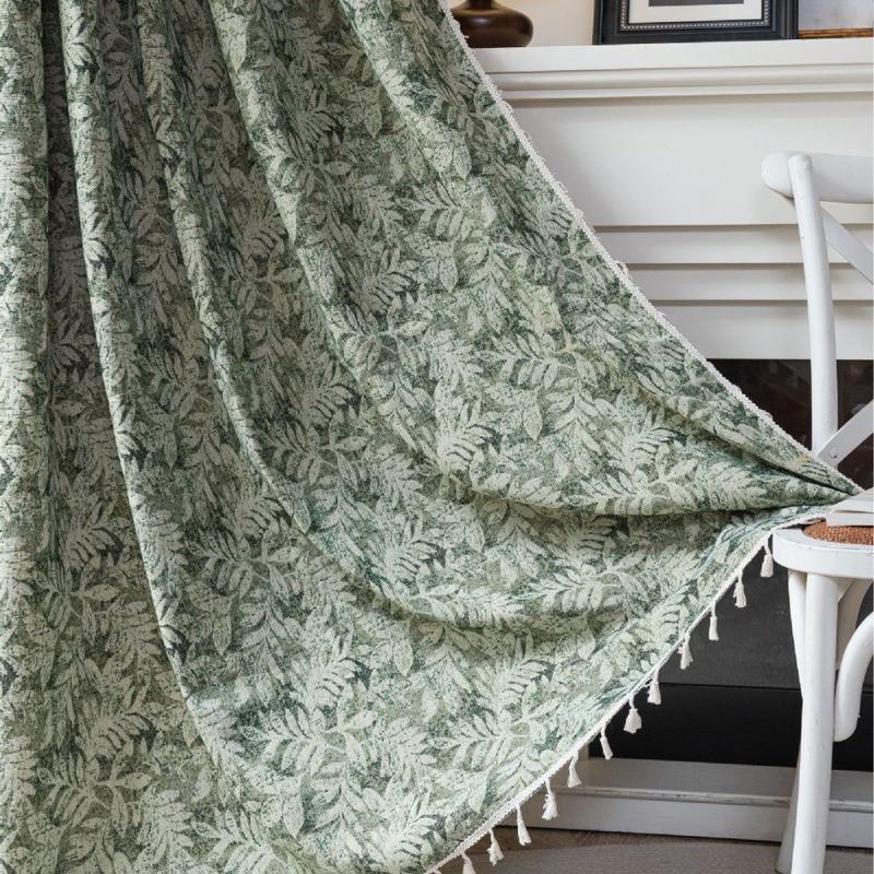 一件包邮小清新成品窗帘橘色碎花客厅全遮光隔热窗帘提花卧室