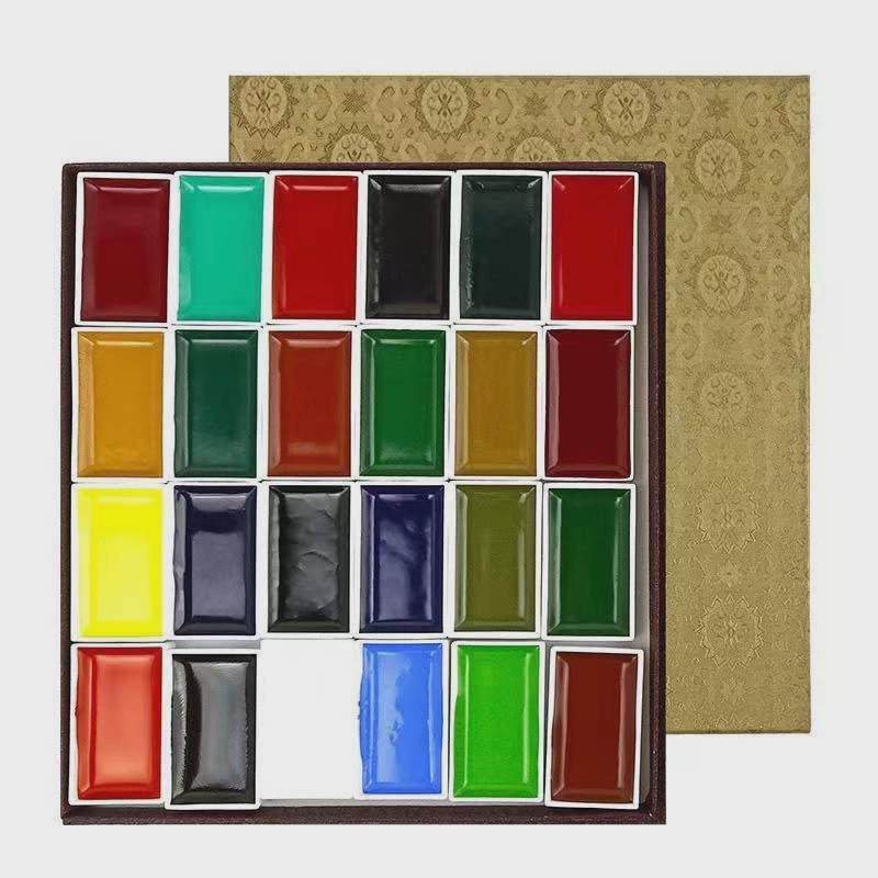 吉祥颜彩颜料水彩固体便携水彩国画颜料12/18/24/35/48/60色