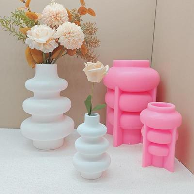 全铭祥北欧现代圆圈圈硅胶花瓶模具水泥石膏环氧树脂插花容器