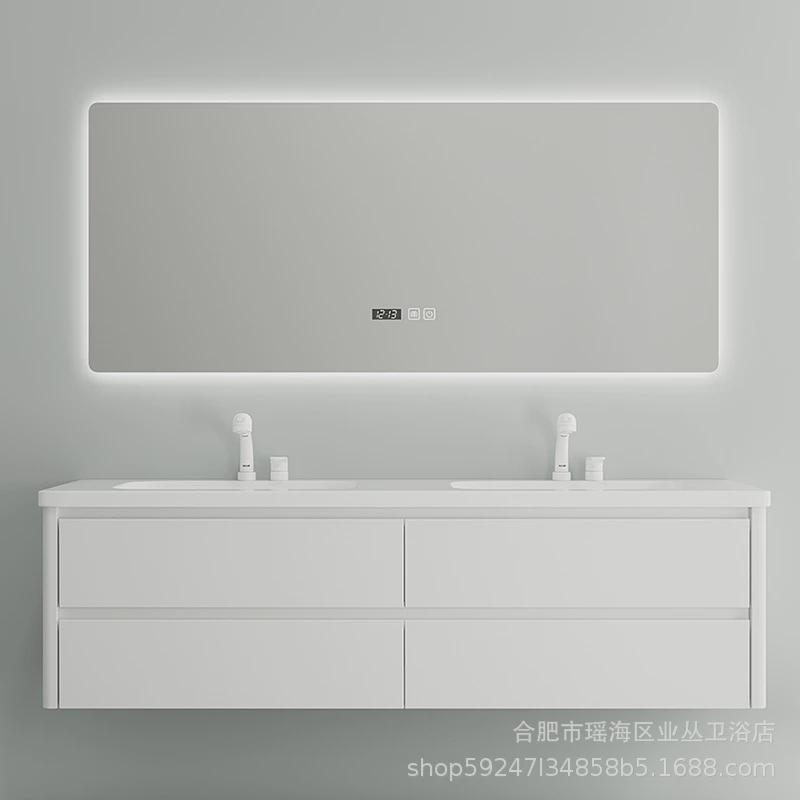 洗脸现代简约可丽耐一体盆智能浴室柜组合卫生间洗手定制洗漱台盆