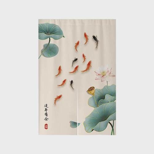 中式荷花门帘布帘卧室厕所门对门化解挂帘大门厨房卫生间隔断半帘