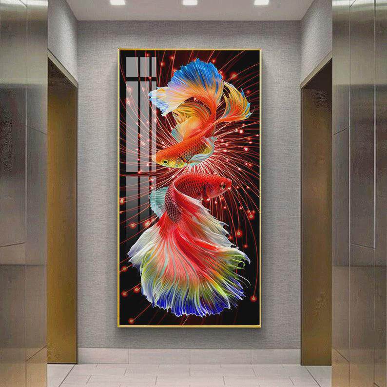 孔雀玄关画入户装饰画晶瓷镶好走廊过道挂画寓意钻壁画背景画