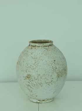 复古陶瓷花瓶白色日式侘寂风装饰陶罐客厅水培插干花粗陶花器摆件