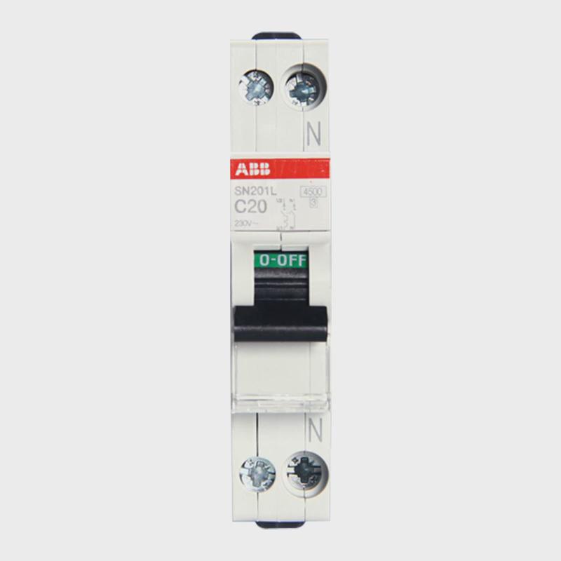 ABB空气开关1P+N型断路器ABB双进双出25A单片一位双极SN201L-C25