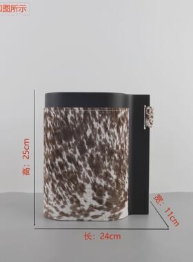 现代简约创意白色皮革金属花器卧室办公室书房客厅玄关家居装饰品