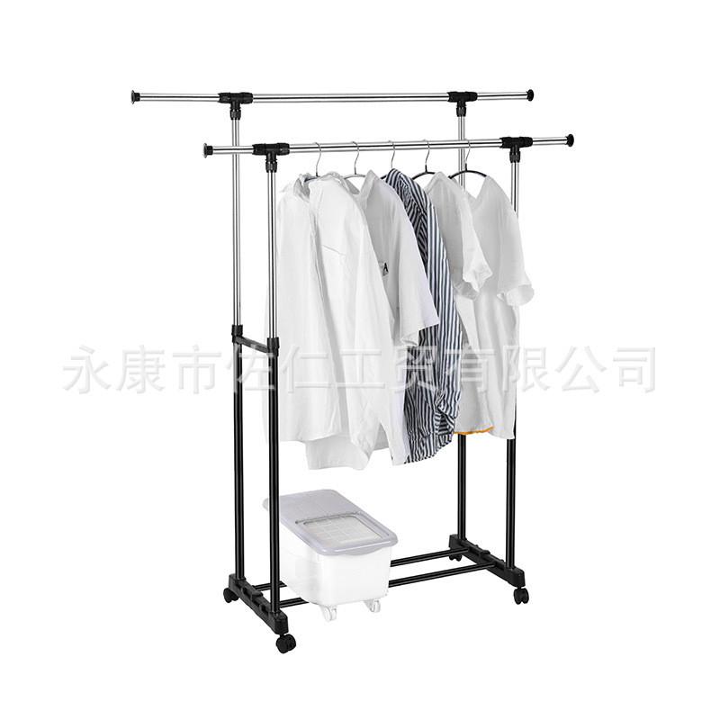 厂家直发单卖欧晒衣架尔双杆不锈钢伸缩升降晾衣架落地收纳弟批发