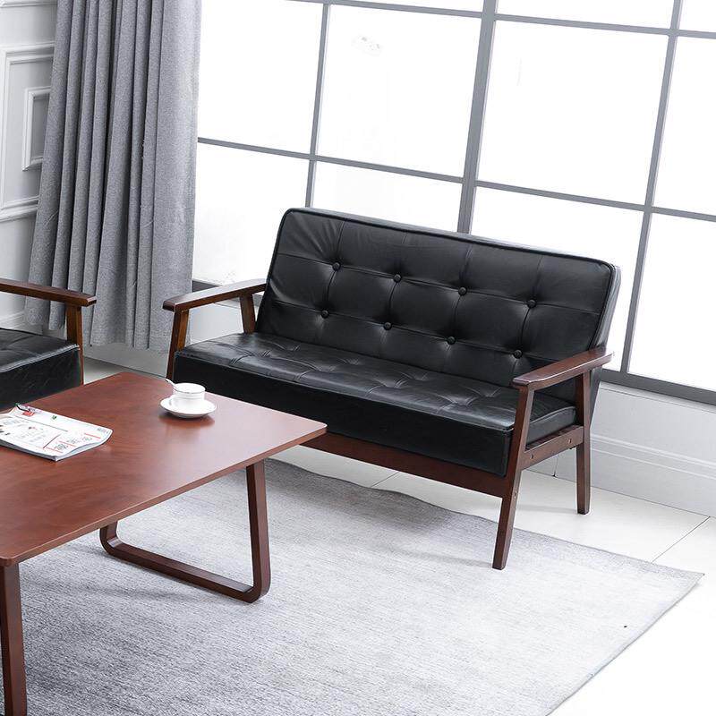 皮质皮艺沙发实木北欧单人简约三人咖啡厅沙发客厅双人沙发小户型