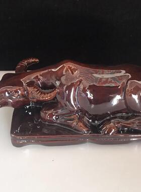 陶瓷卧牛水牛黄牛耕牛家居用品瓷黄牛摆件厨房卫生间牛工艺品摆设