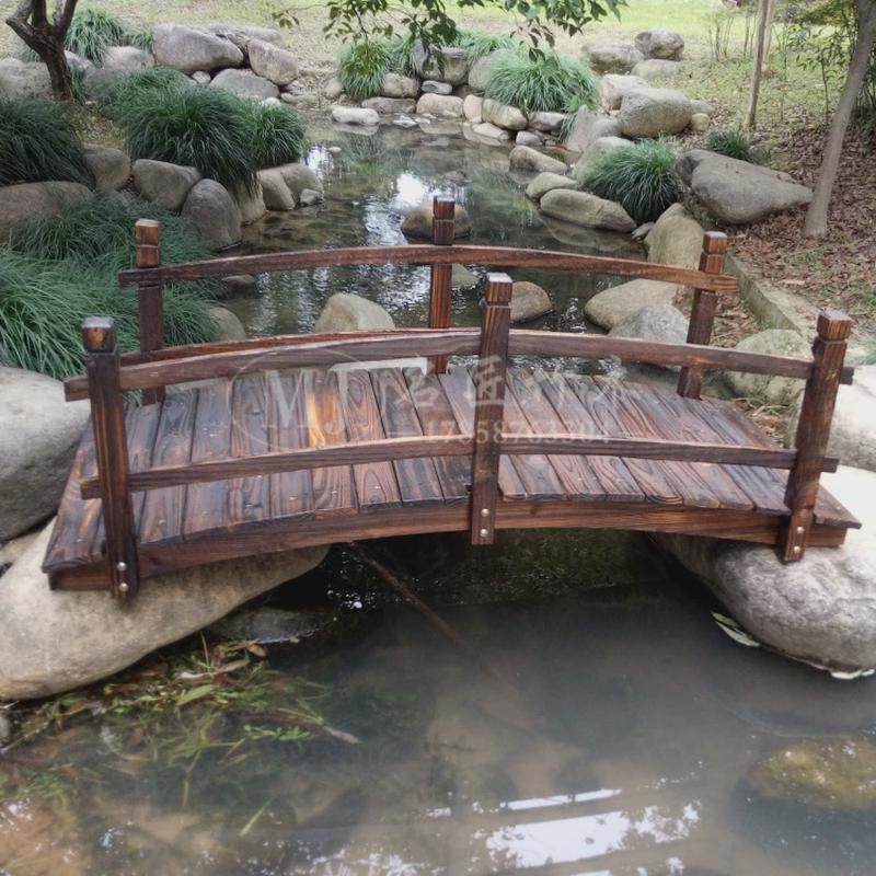 btk8景观小木桥户外防腐公园庭院鱼池栈道花园碳化木拱桥装饰