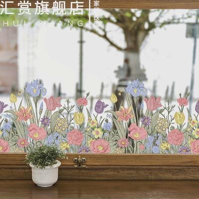 玻璃贴纸无胶贴画玻璃门复古静电厨房推拉门腰线装饰画卫生间贴膜