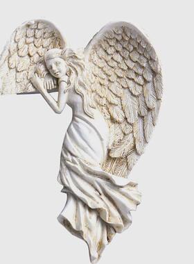 欧式救赎天使门框摆件少女翅膀树脂雕塑工艺品墙壁挂件画框装饰品