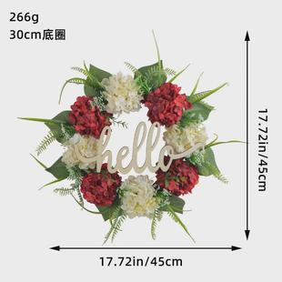 hello木牌仿真花环门壁挂绣球花藤圈橱窗装 辰晶多款 饰品