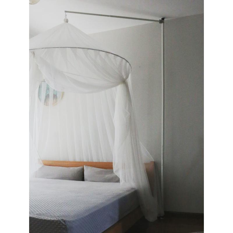 zq新版天地杆子蚊帐支架吊顶挂架圆顶顶天立地挂钩支撑免安装不打