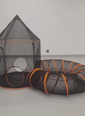 折叠猫隧道流浪套装便携狗窝猫窝封闭式钢丝宠物城堡帐篷弯曲通道