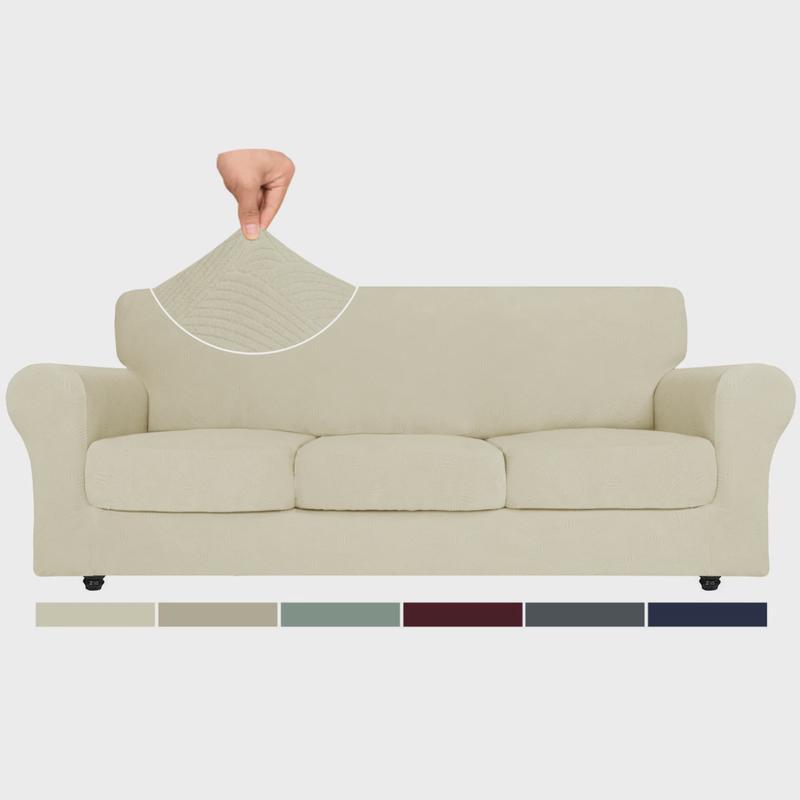 跨境新款4件套防滑沙发套高档弹力保护交织纹沙发套猫狗家具提花