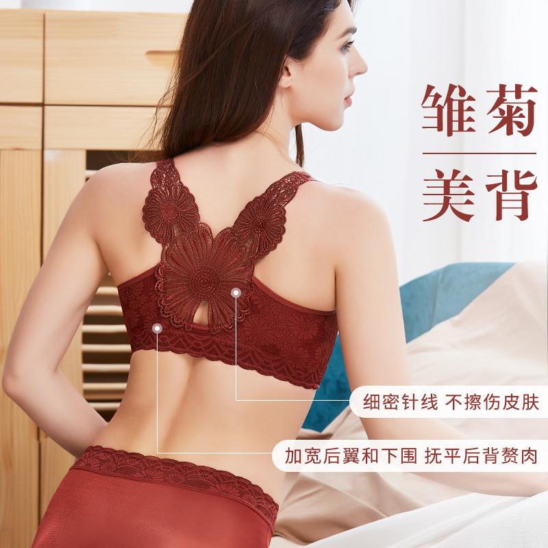 小雏菊双前扣美背文胸舒适小胸聚拢收副乳胸罩无钢圈大码内衣女
