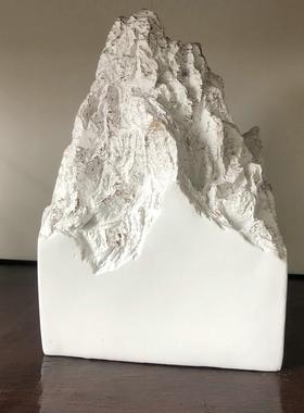 纯白色假山摆件树脂工艺品山峰室内新中式景观家居饰品摆件