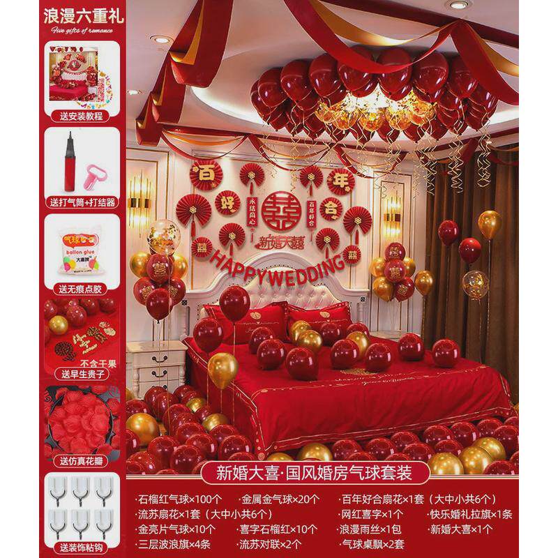 婚房布置套装气球男方新房婚礼装饰房间婚庆卧室结婚用品大全女方