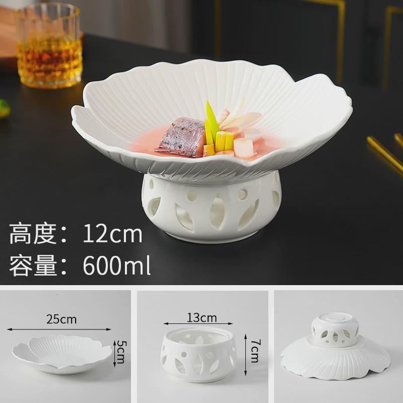 酒店餐具保温干锅蜡烛菜盘餐具圆形汤盘陶瓷加热加热家用明炉餐具