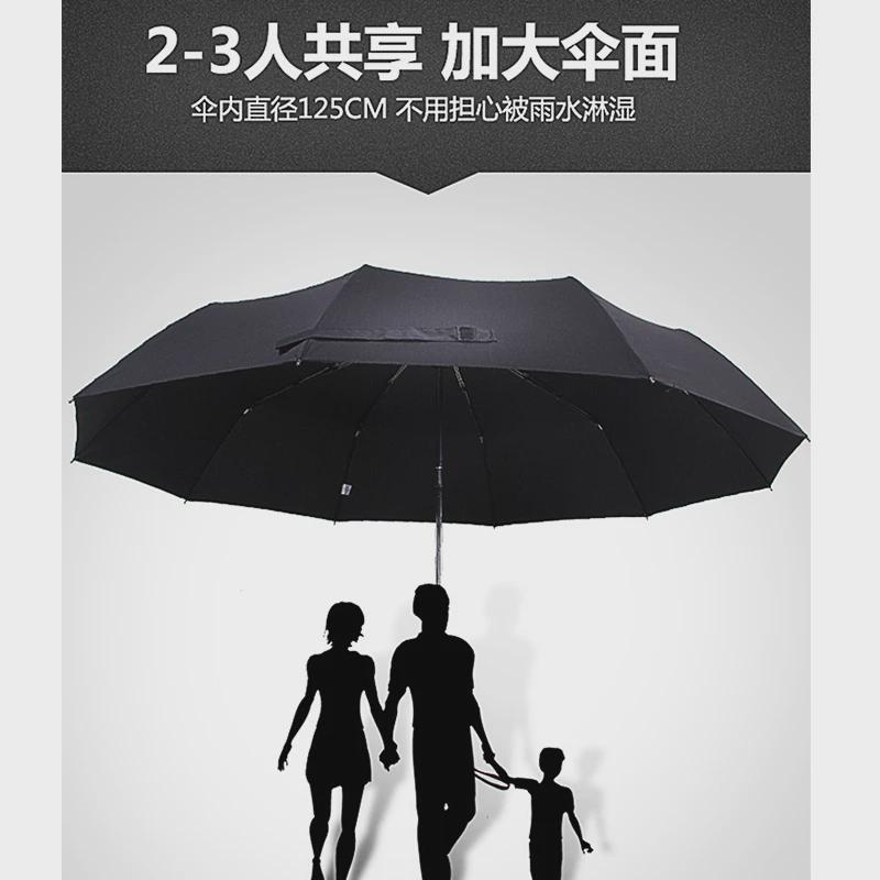 雨景全自动伞雨伞男士折叠伞大号抗风黑色双人伞加固黑伞晴雨伞