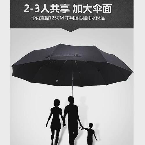 雨景全自动伞雨伞男士折叠伞大号抗风黑色双人伞加固黑伞晴雨伞