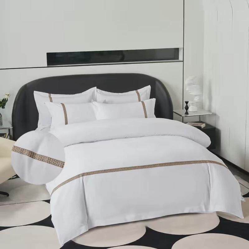 星级酒店四件套高档民宿宾馆被套床单床笠三件套绣字客房酒店布草