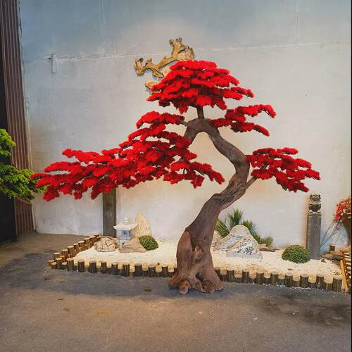 松树红叶迎客松摆件大型落地仿真景观摆放假树酒店大堂售楼部装饰