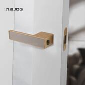 九固一字静音磁吸卧室房门锁意式 门锁方生态 灰色隐藏钥匙孔极简款