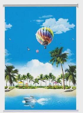 9WOR新中式风格窗帘2022年新款厨房卧室小窗户卷帘客厅拉链式轻奢