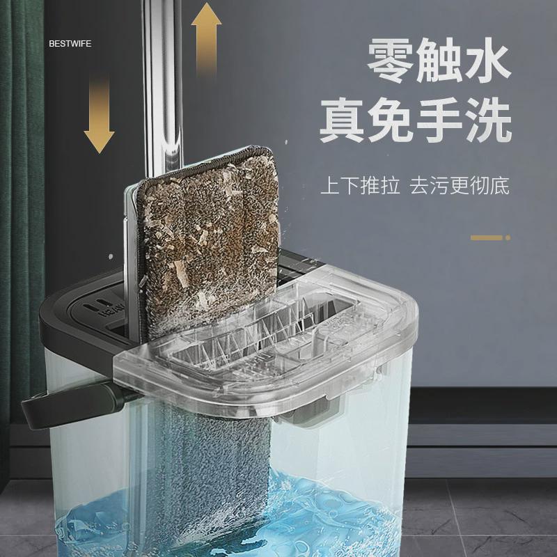 懒人免手洗平板拖把干湿两用拖地不锈钢各种地板用便捷拖布