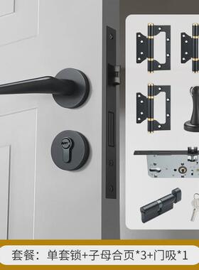 六色可选美式黄铜门锁银色金色室卧室磁吸静音室内实木房门把手
