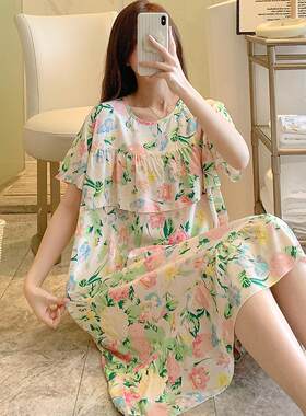 防凸点年轻人棉绸裙子温柔大方奢高级适合出游拍照的睡裙女夏大码